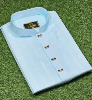 Plain Jamdani Punjabi Sky Blue