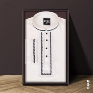 Embroidered Cotton Punjabi Stice White