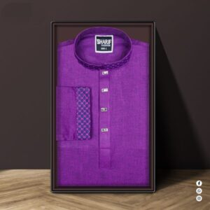 Embroidered Cotton Punjabi Purple