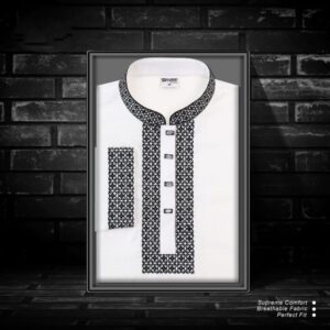 Embroidered Cotton Punjabi Khadi White
