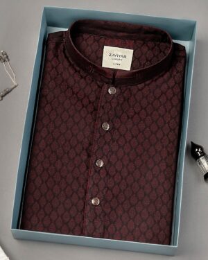 Jacquard Punjabi Maroon