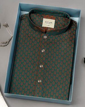 Jacquard Punjabi Olive Green